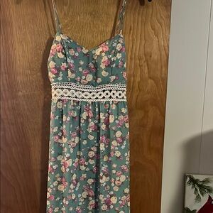Floral Green Skirt with Lace Detail